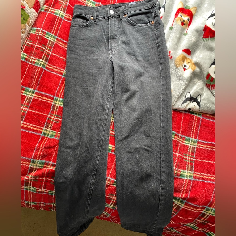 H&M black denim straight leg jeans